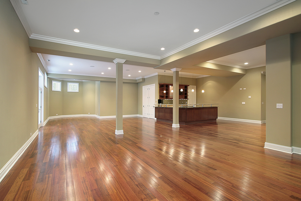 Large basement with kitchen in home