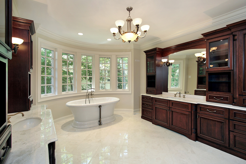 Master bath with tub in a home